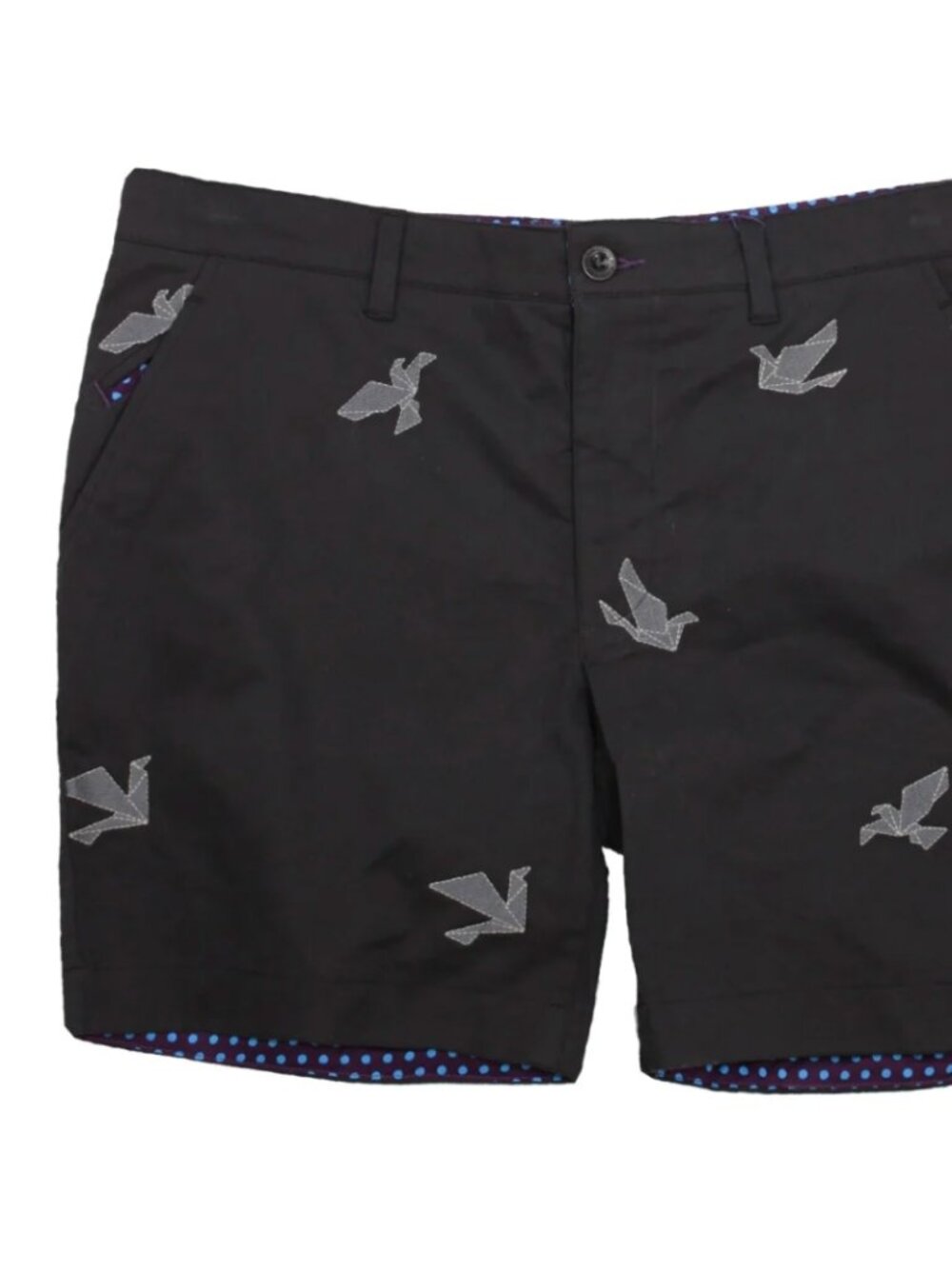 Lords of Harlech Black Embroidered Origami Birds Edward 7 Shorts with Butter Fab